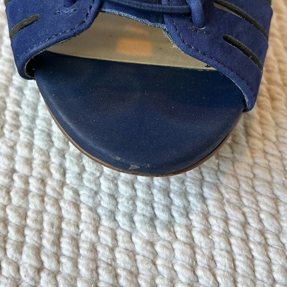 Vince Camuto Evalan Lace-up Leather Shoe Cobalt Blue Pointed Heel Size 7.5 W - Picture 11 of 12